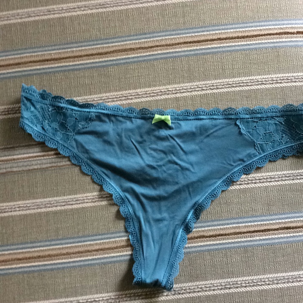 A greenish blue thong from Victoria’s secret. New